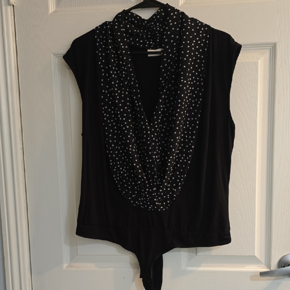 Black and White Tie Front Blouse